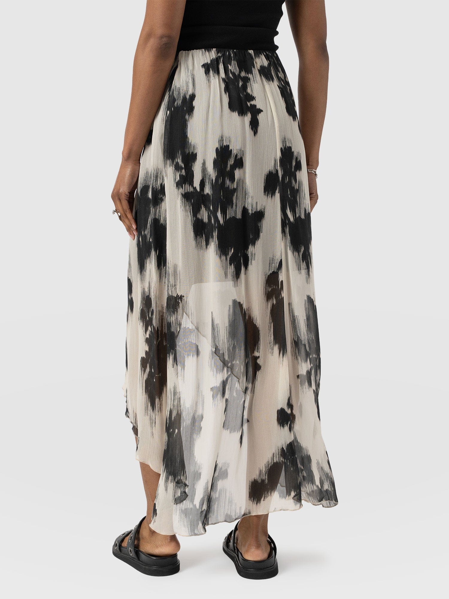 Lexi High Low Skirt - White Fade Floral
